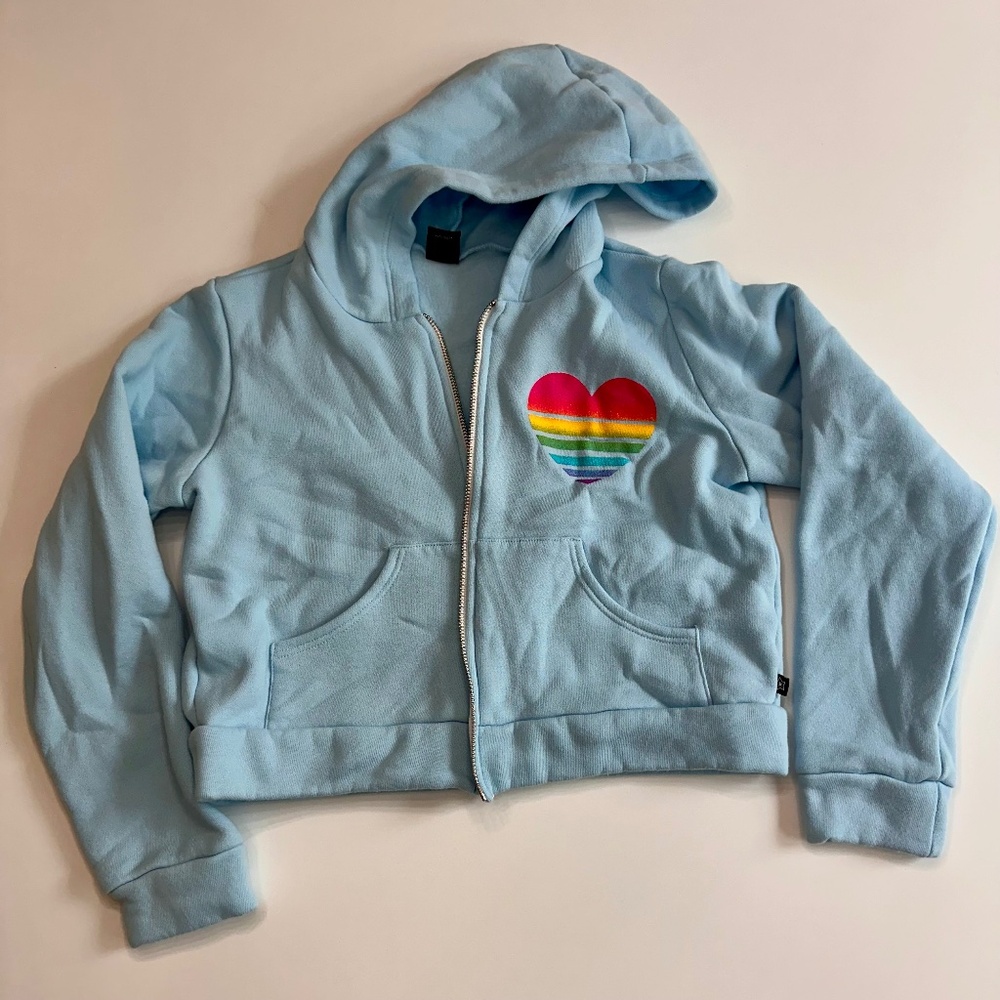 Heart Cropped Hoodie Jacket